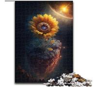 Rompecabezas de 1000 Piezas para Adultos, diseño de Girasol cósmico de Madera, Ideal para Uso Diario y Ocasiones Especiales, 50x75cm, Ideal para cumpleaños, festividades y Ocasiones Especiales