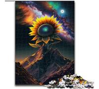 Rompecabezas de 1000 Piezas para Adultos,diseño de Girasol cósmico de Madera, Padres,Parejas y Amigos Mayores de 14 años,Ideal para cumpleaños,Vacaciones,Navidad y Halloween