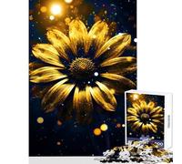 Rompecabezas de 1000 Piezas para Adultos diseño de Girasol cósmico Dorado neón Ideal para Decorar el hogar Regalo de Amigo Secreto Juego práctico para Entrenar el Cerebro y Las Manos tamaño 50x75cm