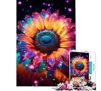 Rompecabezas de 1000 Piezas para Adultos diseño de Girasol cósmico Dorado neón Ideal para Toda la Familia Regalo de cumpleaños único para Navidad (tamaño 38x52cm)