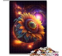Rompecabezas de 1000 Piezas para Adultos, diseño de Girasol Espacial de Madera, Ideal como decoración o Regalo de cumpleaños 50x75cm para cumpleaños, festividades y Ocasiones Especiales