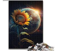 Rompecabezas de 1000 Piezas para Adultos,diseño de Girasol Espacial de Madera,Ideal para divertirse en Familia en cumpleaños y Navidad,50x75cm,una Divertida Actividad Nocturna de Juegos Familiares