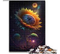 Rompecabezas de 1000 Piezas para Adultos,diseño de Girasol Espacial de Madera,Ideal para Regalar a Hombres y Mujeres,Ideal para Uso diario50x75cm Una Divertida Actividad de Juego Familiar