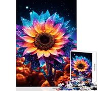 Rompecabezas de 1000 Piezas para Adultos diseño de Girasol neón Brillo cósmico Juguete Educativo Regalo Divertido para Juegos educativos Cada Pieza es única tamaño 38x52cm
