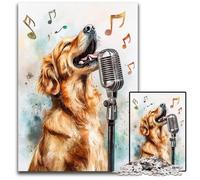 Rompecabezas de 1000 Piezas para Adultos, diseño de Golden Retriever Cantando, de cartón, difícil y desafiante, Juguete para niños a Partir de 14 años, 26x38cm