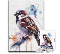 Rompecabezas de 1000 Piezas para Adultos, diseño de gorrión, Acuarela, para Disfrutar y Disfrutar, con Bordes precisos, Juguete Artesanal de Primera Calidad, tamaño 38x26cm