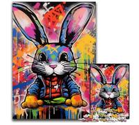 Rompecabezas de 1000 Piezas para Adultos, diseño de Grafiti de Conejo, Ideal para Actividades en casa, Regalo de cumpleaños o de Viaje, 26x38cm/10,23x14,96 Pulgadas.