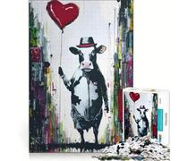 Rompecabezas de 1000 Piezas para Adultos, diseño de Grafiti de la Vaca Loca, Juego Educativo, dificultad Alta, Ideal para cumpleaños 50x75cm