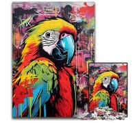 Rompecabezas de 1000 Piezas para Adultos, diseño de Grafiti de Loros, Rompecabezas para Adultos, Juego de ingenio para Adolescentes, Fiestas, 26x38cm/10,23x14,96 Pulgadas.