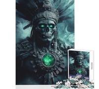 Rompecabezas de 1000 Piezas para Adultos diseño de Guerrero Azteca Antiguo Juguete Educativo Obra de Arte Regalo Juegos Familiares con póster a Juego y Hoja de Trivia 38x52cm
