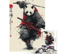 Rompecabezas de 1000 Piezas para Adultos diseño de Guerrero samurái Panda Juguetes DIY Regalos para Mujeres y Hombres Juego Educativo con póster a Juego y Hoja de Trivia (tamaño 38x26cm)