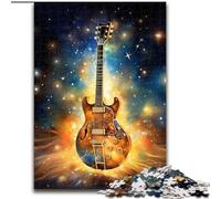 Rompecabezas de 1000 Piezas para Adultos, diseño de Guitarra con Estrellas de Colores, de cartón, Ideal para Actividades educativas y para Mejorar Las Habilidades cognitivas, 1000 Piezas(26x38cm)
