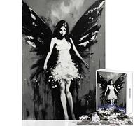 Rompecabezas de 1000 Piezas para Adultos diseño de Hadas monocromático antiestrés cumpleaños Juego Educativo con póster a Juego y Hoja de Trivia 38x52cm