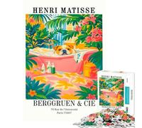 Rompecabezas de 1000 Piezas para Adultos diseño de Henri Matisse Perro en la bañera Lámina artística Juegos relajantes Juguetes Juegos educativos Regalos de cumpleaños para Mujeres (tamaño 38x26cm)