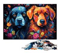 Rompecabezas de 1000 Piezas para Adultos, diseño de Hermanos Perros de Colores, de Madera, Ideal para Juegos Familiares, cumpleaños, 1000 Piezas (75 x 50 cm)