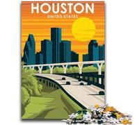 Rompecabezas de 1000 Piezas para Adultos, diseño de Houston, Texas, Toda la Familia Apto para niños de 2 a 14 años (26x38cm)
