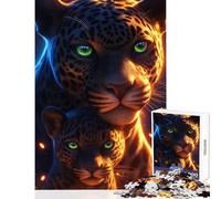 Rompecabezas de 1000 Piezas para Adultos diseño de Jaguar Padre y Cachorro para decoración del hogar Juguetes Obras de Arte Regalo para Juegos educativos Actividades Divertidas en casa tamaño 38x26cm