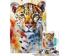 Rompecabezas de 1000 Piezas para Adultos diseño de Jaguar Pintado en Acuarela Ideal para Relajarse Jugar a Juegos de Velocidad o para divertirse (tamaño 38x52cm)