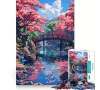 Rompecabezas de 1000 Piezas para Adultos,diseño de jardín japonés,Pixel Art,Bordes precisos,Juego de lógica,diversión Relajante,Regalo Festivo (38x52cm)