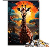Rompecabezas de 1000 Piezas para Adultos, diseño de Jirafa Colorida de Madera, Ideal para Decorar o como Regalo de cumpleaños, 50x75cm, desafiante Rompecabezas, Juguete Relajante para Adolescentes