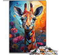 Rompecabezas de 1000 Piezas para Adultos, diseño de Jirafa Colorida de Madera, Mayores de 14 años, 50x75cm, Juego de ingenio para Adolescentes, Fiestas