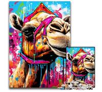 Rompecabezas de 1000 Piezas para Adultos, diseño de Jirafa de Madera, Juego Interactivo Familiar, Apto para Mayores de 14 años, 50x75cm/19,68x29,52 Pulgadas.