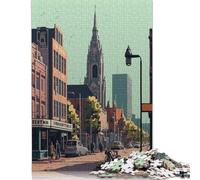 Rompecabezas de 1000 Piezas para Adultos, diseño de la Ciudad de Eindhoven, con diseño de píxeles, Cuadrados y creativos, de Madera, para decoración del hogar, 1000 Piezas (75 x 50 cm)