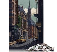 Rompecabezas de 1000 Piezas para Adultos, diseño de la Ciudad de Leipzig, con diseño de píxeles Cuadrados, de Madera, Ideal para decoración del hogar, 38 x 26 cm (1000 Piezas)