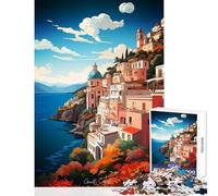 Rompecabezas de 1000 Piezas para Adultos diseño de la Costa de Amalfi Pintura al óleo Juguete para decoración de Pared Obra de Arte Regalo Juego práctico Que Mejora el Amor Entre Parejas 38x26cm