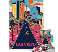 Rompecabezas de 1000 Piezas para Adultos diseño de la Franja de Las Vegas con Luces de neón Juguete antiestrés Ideal para Regalar (tamaño 50x75cm)