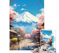 Rompecabezas de 1000 Piezas para Adultos diseño de la montaña Fuji en Tonos Pastel Juego de ingenio Juguetes adictivos para Cultivar la Paciencia Regalo Divertido para Mujeres (tamaño 38x52cm)