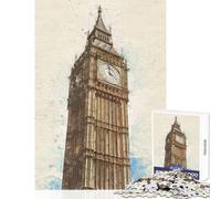 Rompecabezas de 1000 Piezas para Adultos diseño de la Torre del Big Ben Juguete Decorativo para Pared Juegos Juego Imposible interacción Entre Padres e Hijos tamaño 50x75cm