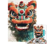 Rompecabezas de 1000 Piezas para Adultos diseño de león Chino Juguete Decorativo para Pared difícil único Ideal para cumpleaños y Regalos (tamaño 38x52cm)