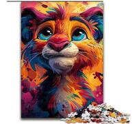 Rompecabezas de 1000 Piezas para Adultos, diseño de león Colorido de Madera, Ideal para cumpleaños, Navidad y Halloween, 50x75cm, decoración artística DIY, Regalo de cumpleaños
