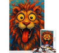 Rompecabezas de 1000 Piezas para Adultos diseño de león con Lengua Fuera Juguete Educativo Regalo de cumpleaños Juegos Divertidos para fomentar el Amor en Pareja (tamaño 50x75cm)
