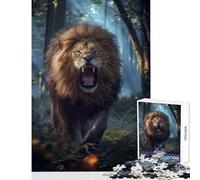 Rompecabezas de 1000 Piezas para Adultos diseño de león en un Bosque mágico Juguetes antiestrés Regalos para Mujeres y Hombres Juego Educativo interacción Entre Padres e Hijos tamaño 38x26cm