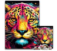 Rompecabezas de 1000 Piezas para Adultos, diseño de Leopardo Amarillo y Rosa, de Madera, Juego Interactivo Familiar, Regalo Artesanal con Ilustraciones Coloridas, 50x75cm/19,68x29,52 Pulgadas