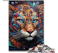 Rompecabezas de 1000 Piezas para Adultos, diseño de Leopardo Colorido, Hecho de Madera, cumpleaños, Navidad y Halloween, 50x75cm, decoración artística DIY, Regalo de cumpleaños
