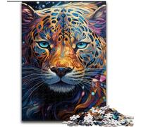 Rompecabezas de 1000 Piezas para Adultos, diseño de Leopardo Colorido, Hecho de Madera, Ideal como decoración o Regalo de cumpleaños, 50x75cm, Ideal para cumpleaños, Vacaciones, Navidad y Halloween