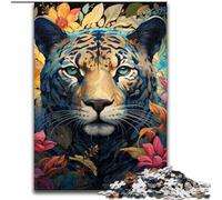 Rompecabezas de 1000 Piezas para Adultos, diseño de Leopardo Colorido, Hecho en Madera, decoración del hogar 50x75cm, Ideal para Fiestas de cumpleaños para Hombres y Mujeres