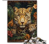 Rompecabezas de 1000 piezas para adultos,diseño de leopardo de la jungla,rompecabezas imposibles para adultos,juego interactivo familiar,decoración del hogar DIY,regalo desafiante y acertijo (26x38cm)