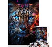 Rompecabezas de 1000 Piezas para Adultos diseño de Leopardo del Cosmos Juguete para decoración de Pared Regalo Divertido Juego de ingenio difícil y desafiante tamaño 50x75cm
