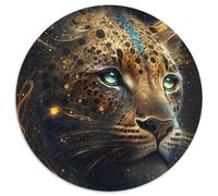 Rompecabezas de 1000 Piezas para Adultos,diseño de Leopardo Dorado cósmico,Rompecabezas Redondo de 1000 Piezas,Juego Interactivo Familiar,decoración del hogar,Regalo de ingenio,(67,5x67,5cm)