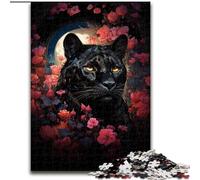 Rompecabezas de 1000 Piezas para Adultos, diseño de Leopardo Entre Las Flores, de Madera Ideal para cumpleaños, Halloween, Acción de Gracias y Pascua 1000 Piezas(50x75cm)