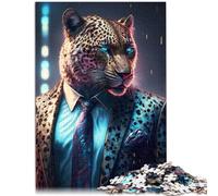 Rompecabezas de 1000 piezas para adultos, diseño de leopardo jefe, corte de precisión, rompecabezas de Navidad de 19.7 x 29.5 pulgadas para adolescentes de 14 años en adelante