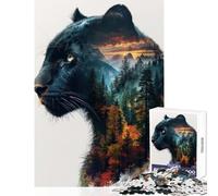 Rompecabezas de 1000 Piezas para Adultos diseño de Leopardo Negro antiestrés Educativo para Entrenar el Cerebro y Las Manos 38x26cm