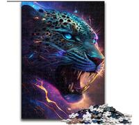 Rompecabezas de 1000 Piezas para Adultos,diseño de Leopardo Negro Colorido,Hecho de Madera Padres,Parejas y Amigos Mayores de 14 años 50x75cm Ideal para cumpleaños,Vacaciones