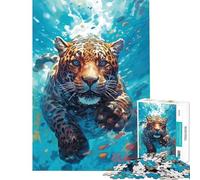Rompecabezas de 1000 Piezas para Adultos diseño de Leopardo Submarino Juegos Familiares desafío de Inteligencia Cerebral Juguetes adictivos Regalo Divertido decoración del hogar (tamaño 38x26cm)