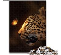 Rompecabezas de 1000 Piezas para Adultos, diseño de Leopardo y Mariposa Brillante, de cartulina, Ideal para Halloween, Navidad y cumpleaños, tamaño 38x26cm