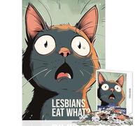 Rompecabezas de 1000 Piezas para Adultos diseño de Lesbianas Come lo Que Meme Gato decoración del hogar Juguetes Regalos de cumpleaños Juego práctico Adecuado para decoración de Escritorio 38x52cm